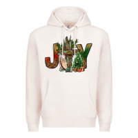 Pale Pink joy christmas with cross bbs Premium Hoodie - BundleAndBundleShop