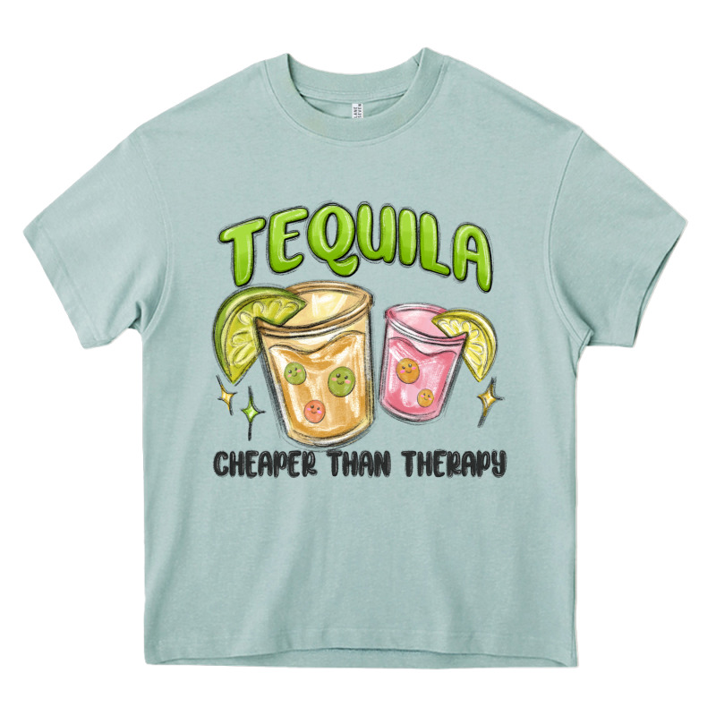 Tequila Cheaper Than Therapy Heavy Core Tee by MaliasSmallBusiness | Teevron