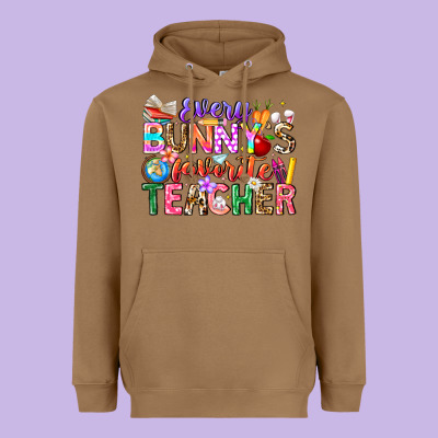 Every Bunny Favorite Teacher Easter Heavyweight Hoodie Designed By Cowhidedigitalart