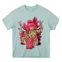 Arona pink winter long haired cow Heavy Core Tee - NancyCooperArtShop