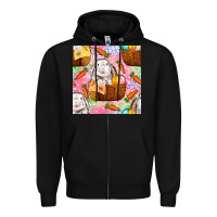 Black Easter Bunny With Hamper Seamless Pattern Zipper Hoodie - BundleAndBundleShop