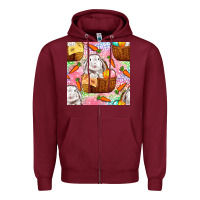 Burgundy Easter Bunny With Hamper Seamless Pattern Zipper Hoodie - BundleAndBundleShop