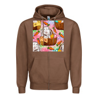 Chestnut Easter Bunny With Hamper Seamless Pattern Zipper Hoodie - BundleAndBundleShop