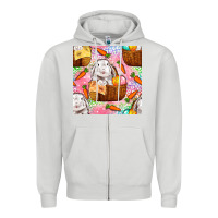 Dove Grey Easter Bunny With Hamper Seamless Pattern Zipper Hoodie - BundleAndBundleShop