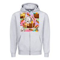 Heather Grey Easter Bunny With Hamper Seamless Pattern Zipper Hoodie - BundleAndBundleShop