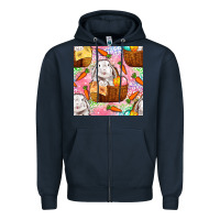 Navy Easter Bunny With Hamper Seamless Pattern Zipper Hoodie - BundleAndBundleShop
