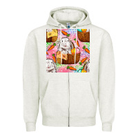 Oatmeal Heather Easter Bunny With Hamper Seamless Pattern Zipper Hoodie - BundleAndBundleShop