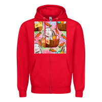 Red Easter Bunny With Hamper Seamless Pattern Zipper Hoodie - BundleAndBundleShop