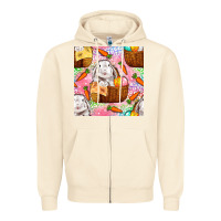 Sandshell Easter Bunny With Hamper Seamless Pattern Zipper Hoodie - BundleAndBundleShop