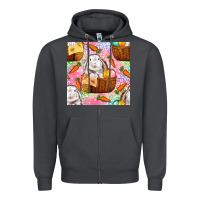 Smoke Easter Bunny With Hamper Seamless Pattern Zipper Hoodie - BundleAndBundleShop