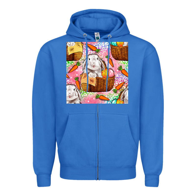 Easter Bunny With Hamper Seamless Pattern Zipper Hoodie by BundleAndBundleShop | Teevron