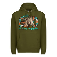 Army Green with god all things are possible with horse bbs Premium Hoodie - BundleAndBundleShop