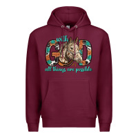 Burgundy with god all things are possible with horse bbs Premium Hoodie - BundleAndBundleShop
