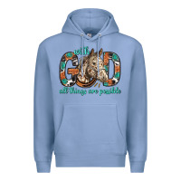 Colony Blue with god all things are possible with horse bbs Premium Hoodie - BundleAndBundleShop