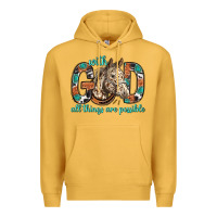 Mustard with god all things are possible with horse bbs Premium Hoodie - BundleAndBundleShop