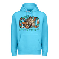 Ocean Blue with god all things are possible with horse bbs Premium Hoodie - BundleAndBundleShop