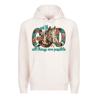 Pale Pink with god all things are possible with horse bbs Premium Hoodie - BundleAndBundleShop