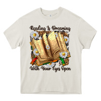 Cream reading is dreaming with your eyes open Heavy Core Tee - NancyCooperArtShop