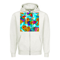 Oatmeal Heather Pride lgbtq ice cream and sunflowers seamless Zipper Hoodie - BundleAndBundleShop