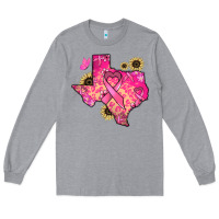 Heather Grey Texas map Cancer Long Sleeve Tee - HowdyJamesFarm