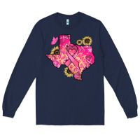 Navy Texas map Cancer Long Sleeve Tee - HowdyJamesFarm