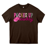 Chocolate Brown pucker up cowboy Heavy Core Tee - NancyCooperArtShop