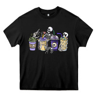 Black skeleton coffee cups Heavy Core Tee - NancyCooperArtShop