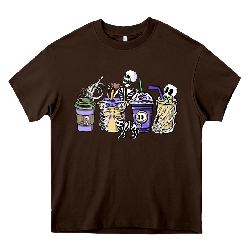 Skeleton Coffee Cups Heavy Core Tee by NancyCooperArtShop | Teevron