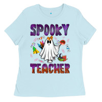 Baby Blue spooky teacher Ladies Tee - NancyCooperArtShop
