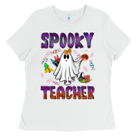 White spooky teacher Ladies Tee - NancyCooperArtShop