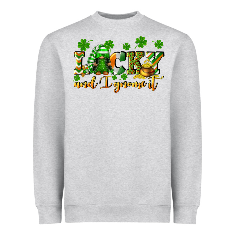 Lucky And I Gnome It St. Patrick's Day Heavyweight Sweatshirt by CowGirlArtShop | Teevron