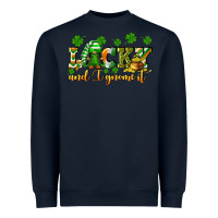 Navy Lucky and i gnome it St. Patrick's Day Heavyweight Sweatshirt - CowGirlArtShop