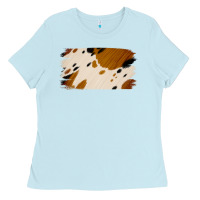 Baby Blue Cowhide Black and Light Brown Brushstroke Ladies Tee - Jasminsmagicworld