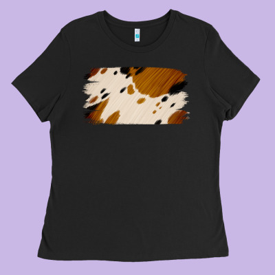 Cowhide Black And Light Brown Brushstroke Ladies Tee Designed By Jasminsmagicworld
