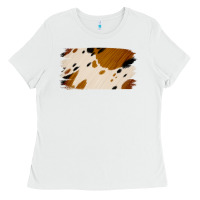 White Cowhide Black and Light Brown Brushstroke Ladies Tee - Jasminsmagicworld