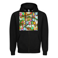 Black Happy Easter Seamless Pattern Zipper Hoodie - BundleAndBundleShop