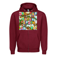 Burgundy Happy Easter Seamless Pattern Zipper Hoodie - BundleAndBundleShop
