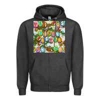 Happy Easter Seamless Pattern Zipper Hoodie | Teevron