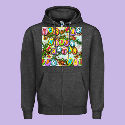 Happy Easter Seamless Pattern Zipper Hoodie Designed By Bundleandbundleshop