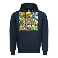 Navy Happy Easter Seamless Pattern Zipper Hoodie - BundleAndBundleShop