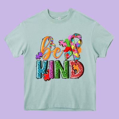 Autism Be Kind Heavy Core Tee Designed By Nancycooperartshop
