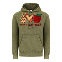 Vintage Olive Peace Love Teach Vintage Hoodie - Bettercallsaul