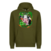 Army Green St. Patrick's day cow Premium Hoodie - FaDigitalArtStudio