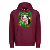 Burgundy St. Patrick's day cow Premium Hoodie - FaDigitalArtStudio