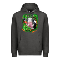 Charcoal Heather St. Patrick's day cow Premium Hoodie - FaDigitalArtStudio