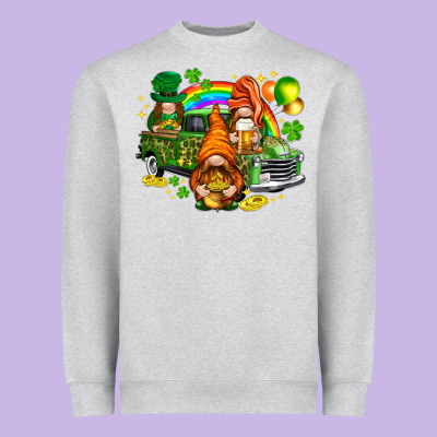St. Patrick's Day Gnomies With Truck Heavyweight Sweatshirt Designed By Howdyjamesfarm