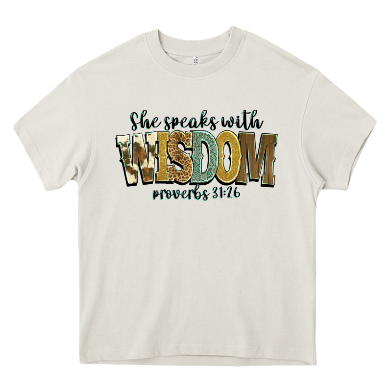 She Speaks With Wisdom Proverbs 31 26 Heavy Core Tee by NancyCooperArtShop | Teevron