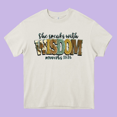 She Speaks With Wisdom Proverbs 31 26 Heavy Core Tee Designed By Nancycooperartshop