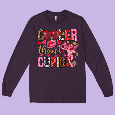Cooler Than Cupid Valentine's Day Long Sleeve Tee Designed By Howdyjamesfarm