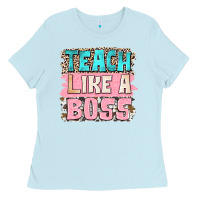 Baby Blue teach like a boss Ladies Tee - NancyCooperArtShop